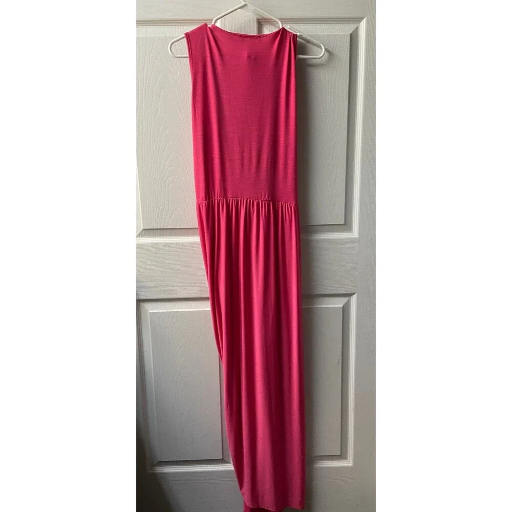 NWT Perfectly Priscilla Maxi Dress Womens 1X plus Hot Pink Sized Faux Wrap - Picture 4 of 4
